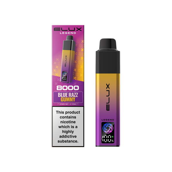 Buy Elux Legend 8000 Pod Vape Kit Box of 5 Blue Razz Gummy