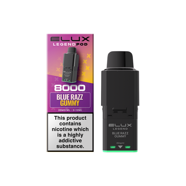 Buy Elux Legend 8000 Refill Pods Box of 5 Blue Razz Gummy