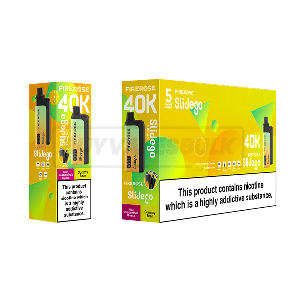 Elux Firerose Slidego 40K Prefilled Vape Kit 5 Pack Kiwi Passionfruit Guava Gummy Bear