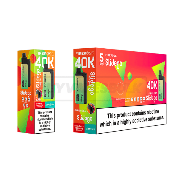 Elux Firerose Slidego 40K Prefilled Vape Kit 5 Pack Strawberry Raspberry Cherry Menthol