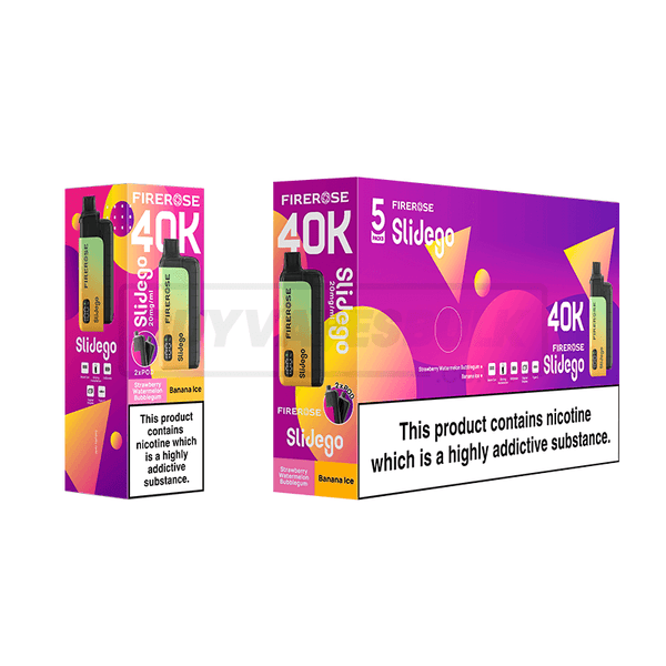 Elux Firerose Slidego 40K Prefilled Vape Kit 5 Pack Strawberry Watermelon Bubblegum Banana Ice
