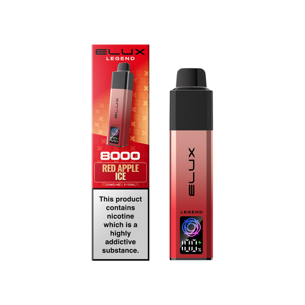 Buy Elux Legend 8000 Pod Vape Kit Box of 5 Red Apple Ice