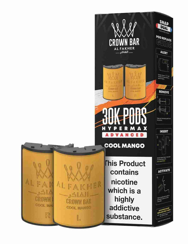 Image Of Al Fakher Crown Bar 30K Hypermax Refills Pods - Box of 5 withCool Mango flavour