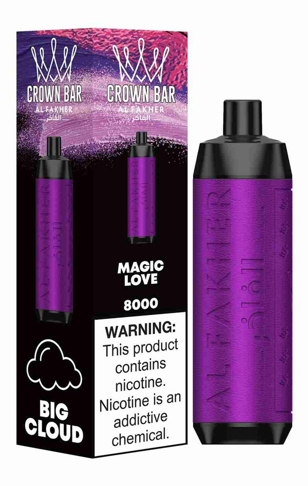 Al Fakher Crown Bar 8000 Puffs Disposable Vape Box of 10 with Magic Love flavour