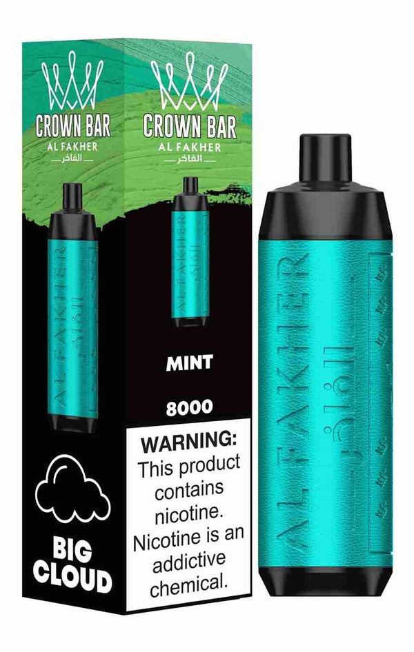 Al Fakher Crown Bar 8000 Puffs Disposable Vape Box of 10 with Mint flavour
