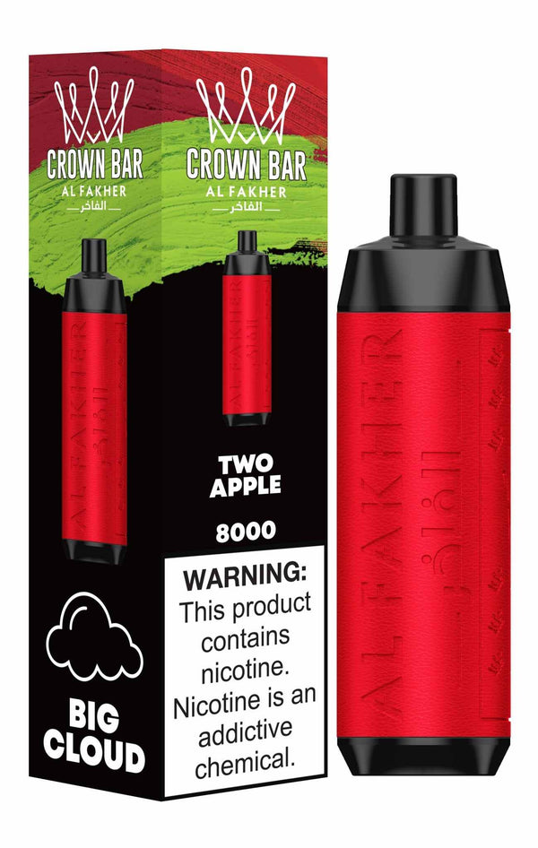 Al Fakher Crown Bar 8000 Puffs Disposable Vape Box of 10 with Two Apple Flavour