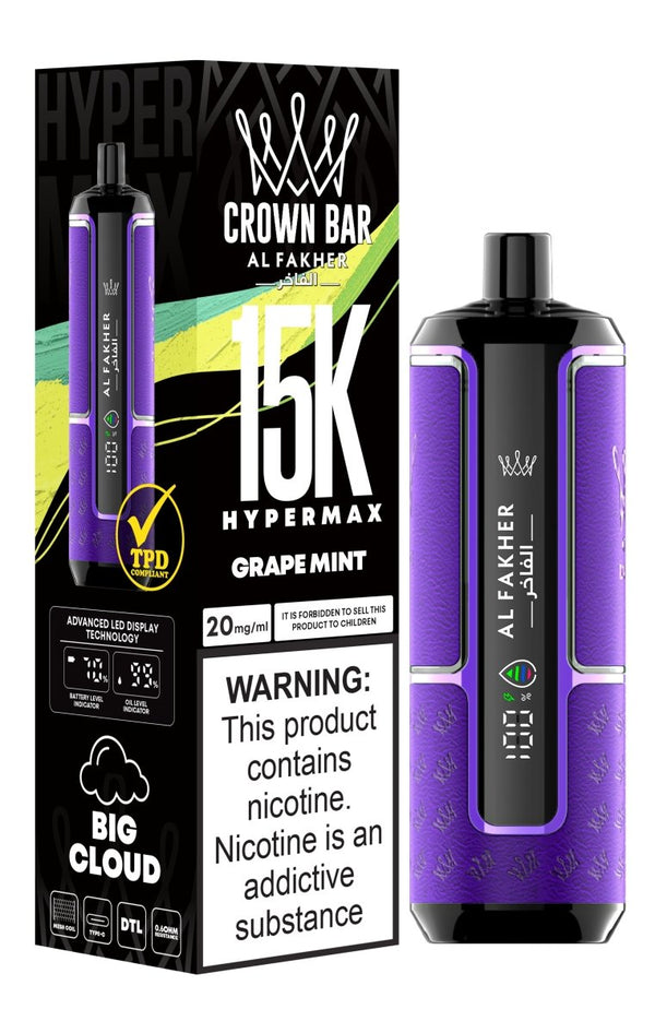 Al Fakher Crown Bar Hypermax 15k Puffs Vape - Box of 5 - Flavour