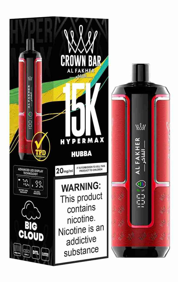 Al Fakher Crown Bar Hypermax 15k Puffs Vape - Box of 5 - with HubbaFlavour