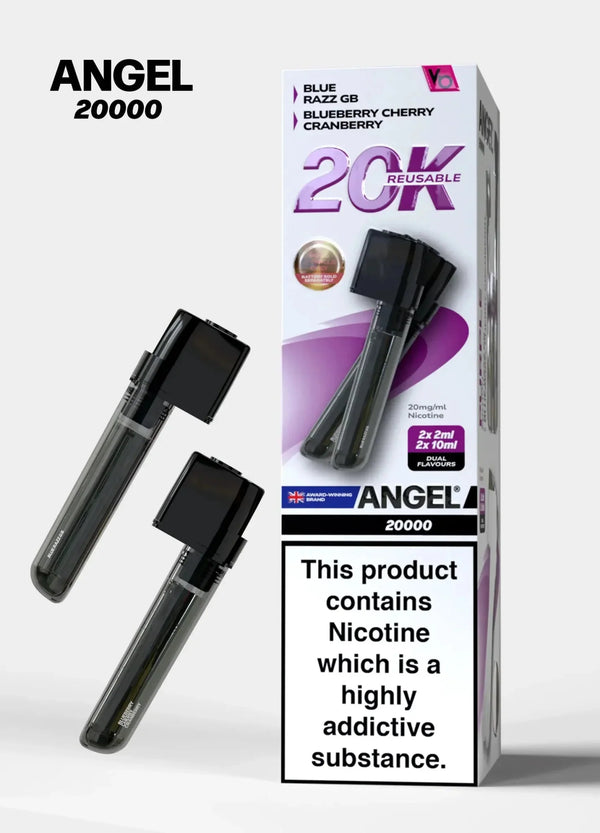Angel 20000 Puffs Prefilled Pods Box of 5, Blue Razz GB, Blueberry Cherry Cranberry Flavour