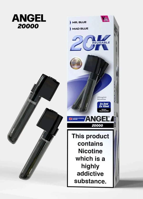 Angel 20000 Puffs Prefilled Pods Box of 5, Mr Blue, Mad Blue Flavour