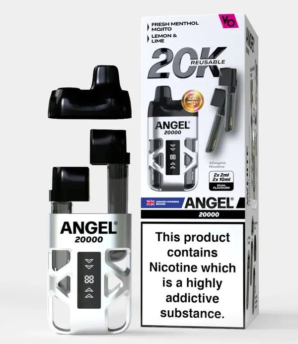 Angel 20k Prefilled Pod Kit Box of 5 - Fresh Menthol Mojito and Lemon & Lime available at UK Vaper Wholesale