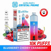 Crystal Prime Aura Bar 10000 Box of 5 - Prefilled Pod Kit - Flavour Blueberry Cherry Cranberry available at UK Vaper Wholesale