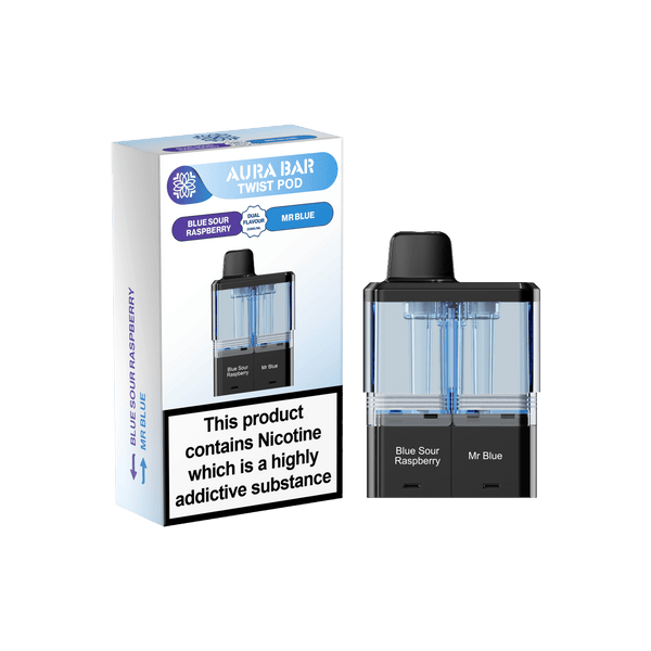 Aura Bar Twist 40k Replacement Pods - Pack of 5 Available In Blue Sour Raspberry Mr Blue Flavour