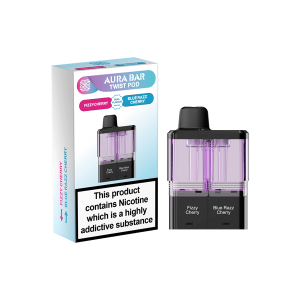 Aura Bar Twist 40k Replacement Pods - Pack of 5 Available In Fizzycherry Bluerazzcherry Flavour
