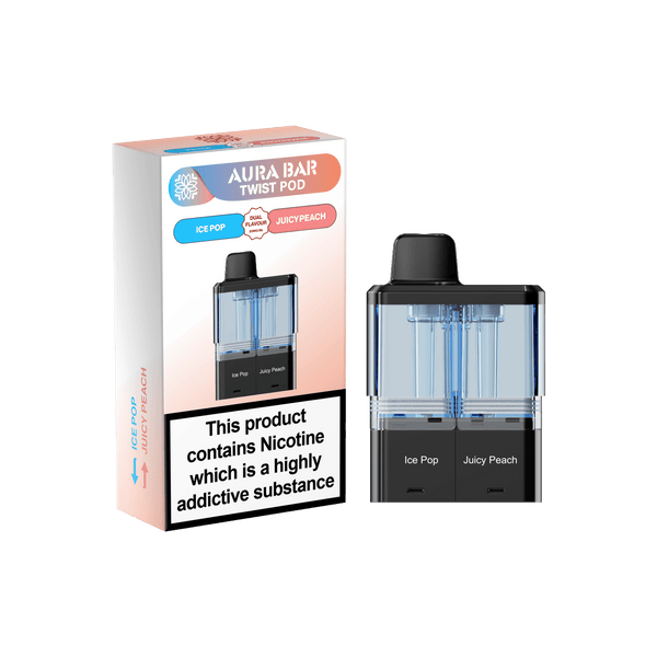 Aura Bar Twist 40k Replacement Pods - Pack of 5 Available In Icepop Juicypeach Flavour