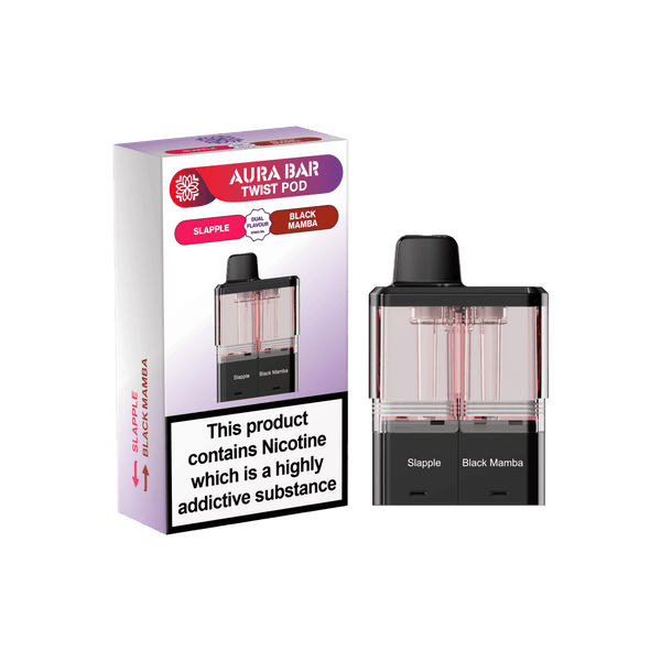 Aura Bar Twist 40k Replacement Pods - Pack of 5 Available In Slapple Black Mamba Flavour