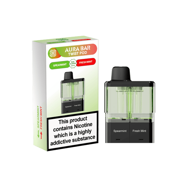 Aura Bar Twist 40k Replacement Pods - Pack of 5 Available In Speamint Fresh Mint Flavour