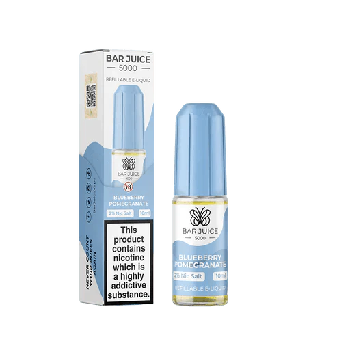 Bar Juice 5000 Nic Salt 10ml - Box of 10 Available In Blueberry Pamogranate Flavour