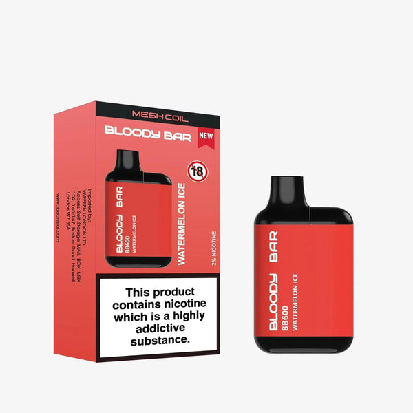 Bloody Bar BB600 Prefilled Pod Vape Kit Pack of 10, Watermelon Ice Flavour