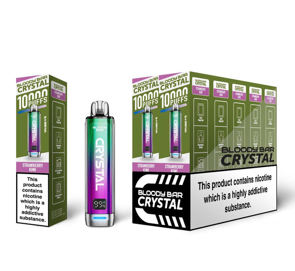 Bloody Crystal 10K Prefilled Pod kit featuring Box of 10 of flavour Strawberry Kiwi