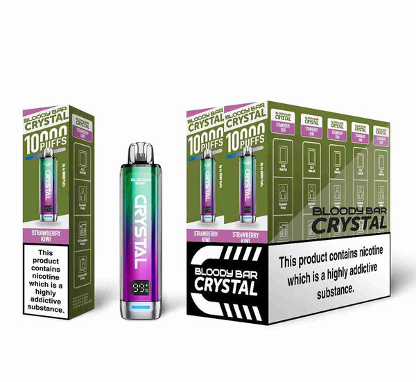 Bloody Crystal 10K Prefilled Pod kit featuring Box of 10 of flavour Strawberry Kiwi