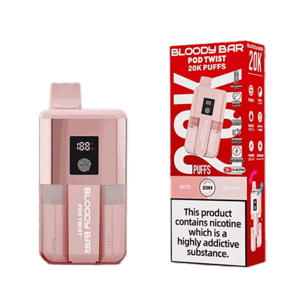 Bloody Bar Pod Twist 20K Prefilled Pod Kit Box of 5 available in Skitz Ice Pop & Ice Pop