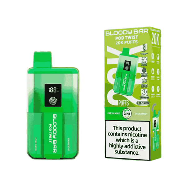 Bloody Bar Pod Twist 20K Prefilled Pod Kit Box of 5 available in Fresh Mint & Spearmint