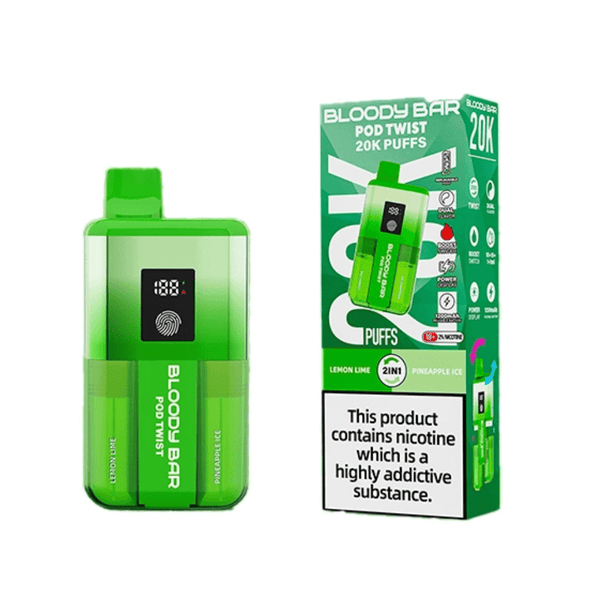 Bloody Bar Pod Twist 20K Prefilled Pod Kit Box of 5 available in Lemon Lime & Pineapple Ice