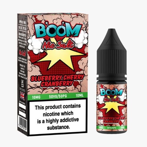 Boom Nic Salt 10ml Pack of 5 Available In Blueberry Cherry Cranberry Flavour