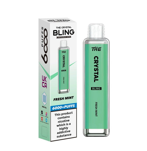 The Crystal Bling 6000 Prefilled Pod Vape - Box of 10 Fresh Mint ( £14.99 )
