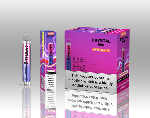 Image of Crystal Bar Original 600 Prefilled Pod Kit Pack of 10 - Flavour Blueberry Cherry Cranberry