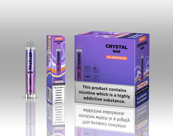 Image of Crystal Bar Original 600 Prefilled Pod Kit Pack of 10 - Flavour Blueberry Raspberry
