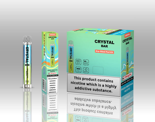 Image of Crystal Bar Original 600 Prefilled Pod Kit Pack of 10 - Flavour Menthol Mojito