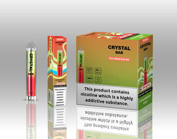 Image of Crystal Bar Original 600 Prefilled Pod Kit Pack of 10 - Flavour Strawberry Kiwi