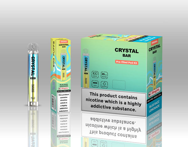 Image of Crystal Bar Original 600 Prefilled Pod Kit Pack of 10 - Flavour Blue Razz Lemonade