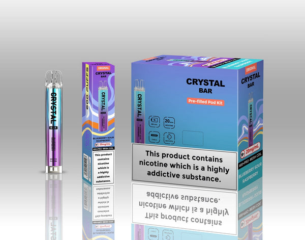 Image of Crystal Bar Original 600 Prefilled Pod Kit Pack of 10 - Flavour Blue Sour Raspberry