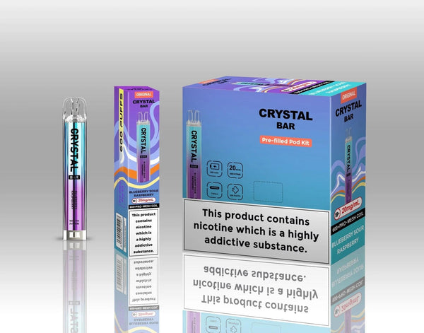 Image of Crystal Bar Original 600 Prefilled Pod Kit Pack of 10 - Flavour Blue Sour Raspberry