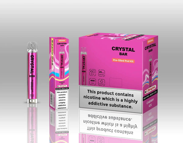 Image of Crystal Bar Original 600 Prefilled Pod Kit Pack of 10 - Flavour Cherry Ice