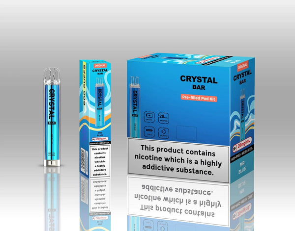 Image of Crystal Bar Original 600 Prefilled Pod Kit Pack of 10 - Flavour Mr Blue