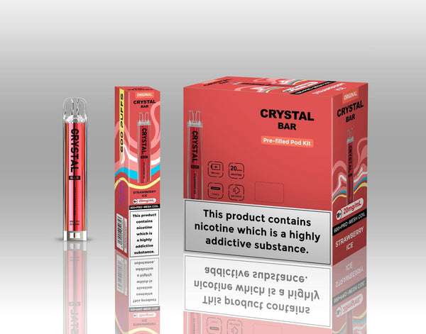 Image of Crystal Bar Original 600 Prefilled Pod Kit Pack of 10 - Flavour Strawberry Ice