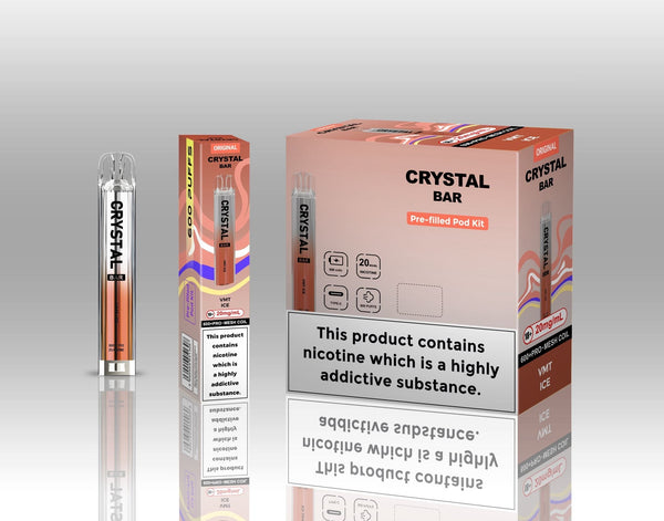Image of Crystal Bar Original 600 Prefilled Pod Kit Pack of 10 - Flavour VMT Ice