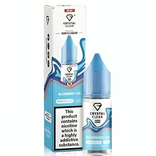 Crystal Clear Nic Salt 10ml Pack of 10, Blueberry Ice Flavour