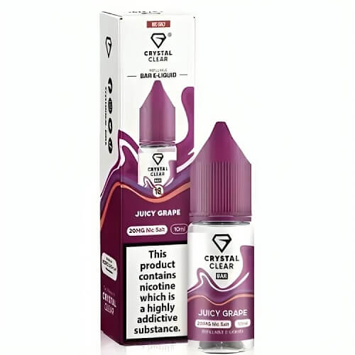 Crystal Clear Nic Salt 10ml Pack of 10, Juicy Grape Flavour