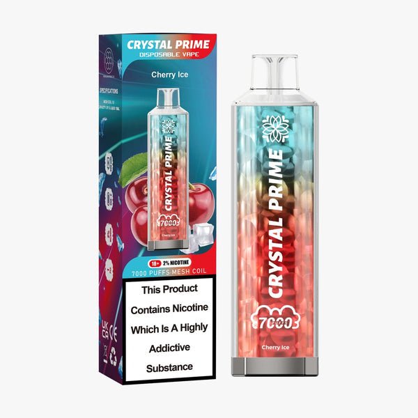 Crystal Prime 7000 Puff Disposable Vape Box of 10 - Flavour Cherry Ice