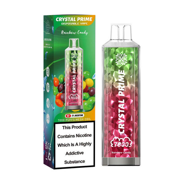 Crystal Prime 7000 Puff Disposable Vape Box of 10 - Flavour Rainbow Cherry
