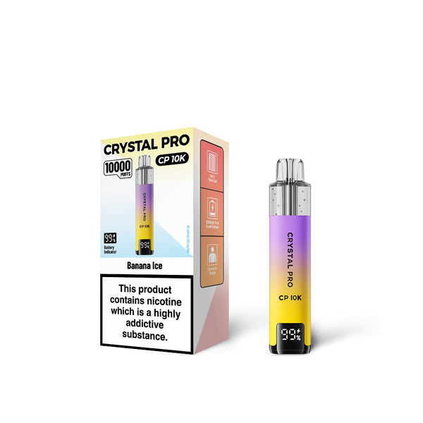 Banana Ice Flavour of The Crystal Pro 10000 (CP10K) Prefilled Pod Kit - Box of 5 at UK Vaper Wholesale