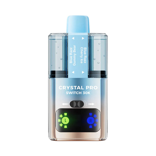 Crystal Pro Switch 30K Puffs Prefilled Pod Kit Box of 5 - Blue Razz Cherry Ice and Blue Razz Gummy Bear at UK Vaper Wholesale
