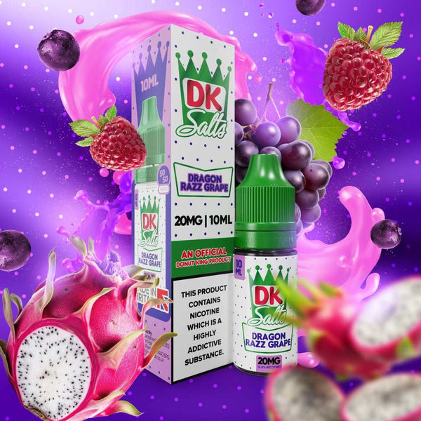 DK Salts E - Liquid 10ml 20mg Nic Salt Box of 10 - with Dragon Razz Grape flavour