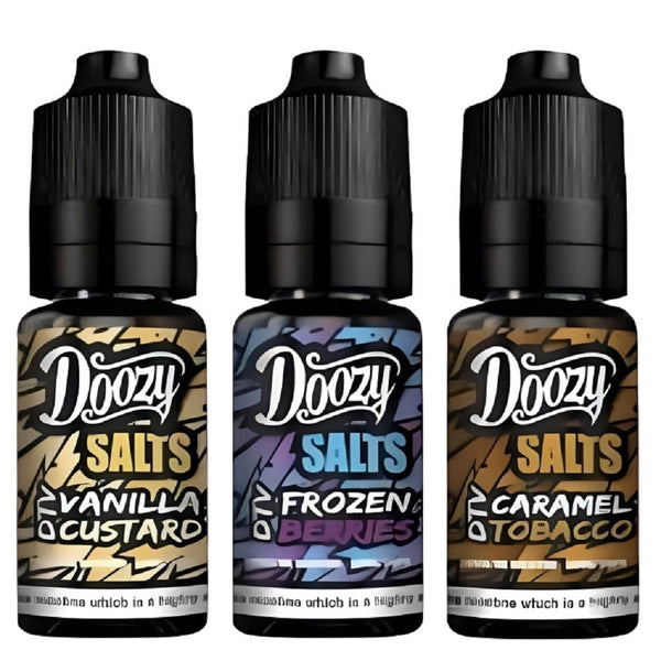 Doozy Vape Nic Salt 10ML Pack of 10 Available In Vanilla Custard Frozen Berries Caramel Tobacco Flavour