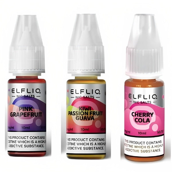 Elf Bar Elf Liq Nic Salt 10ml Box of 10, Pink Grapefruit, Kiwi Passionfruit, Cherry Cola Flavour